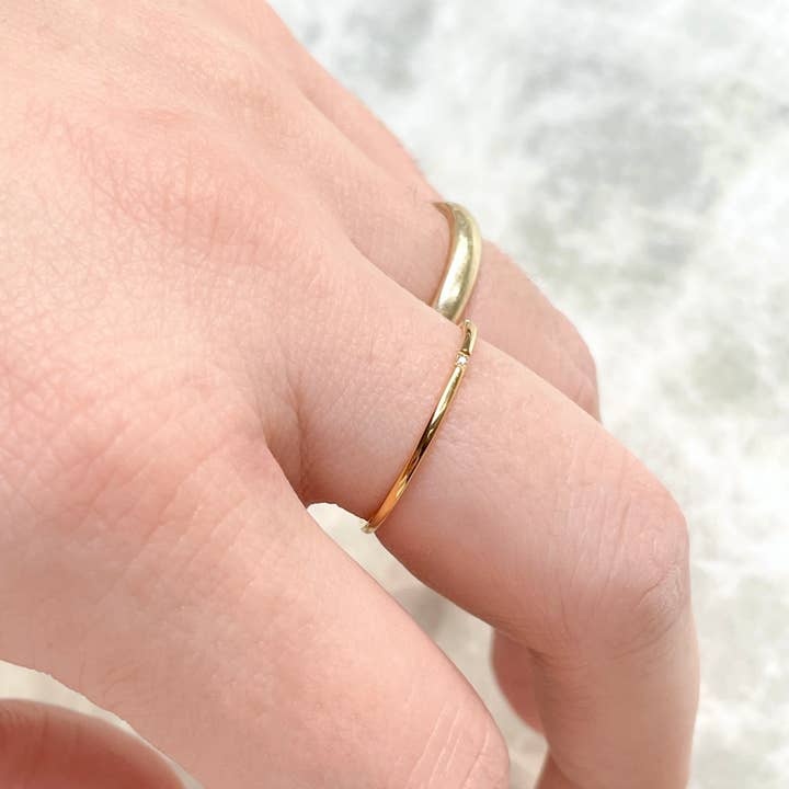 Blueyejewelry - Wholesale Band/Stacked Ring - Dainty Gold Ring - Waterproof Thin Gold Band - Diamond Ring