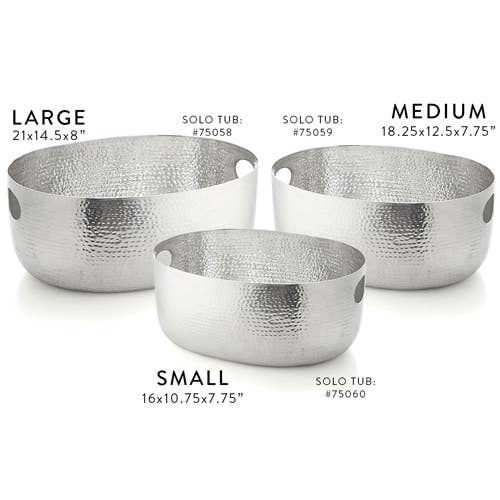 India Handicrafts Inc - Wholesale Party Tub - Hammered Silver Beverage Tub – Set of 35