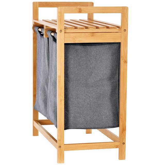 ToiletTree Products - Vendita all'ingrosso Cesto portabiancheria - Cesto portabiancheria a doppio scomparto in bambù naturale