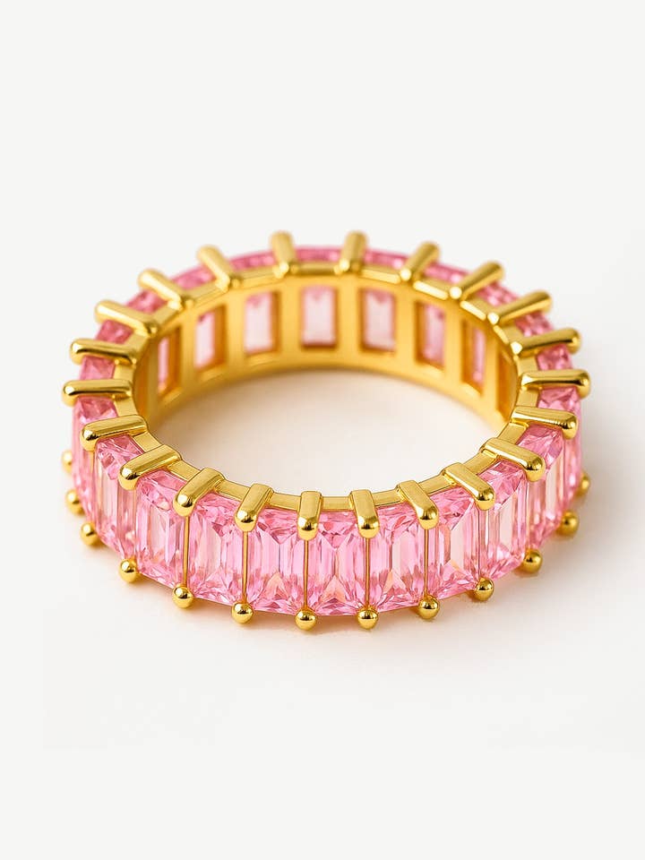 Stacking Ring With Pink Stones for wholesale by MUCHV