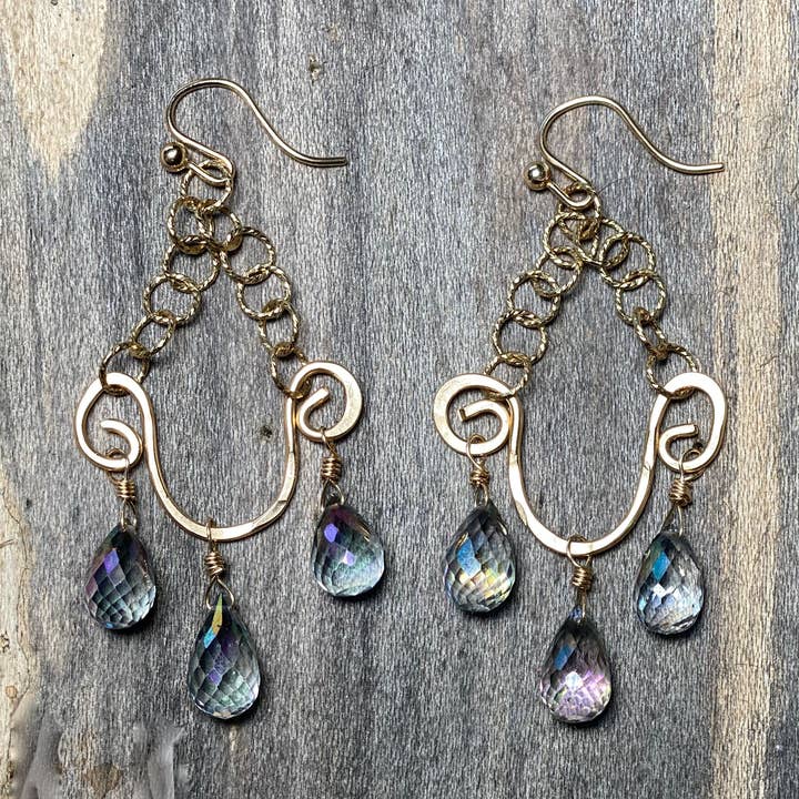 14K GF Mystic Topaz Chandelier Earrings for wholesale by Beshea Beshea