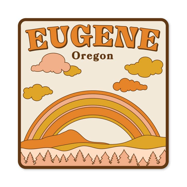 Eugene Oregon Sticker | Retro Travel Vinyl Decal Waterproof for wholesale by Wild Child Brand