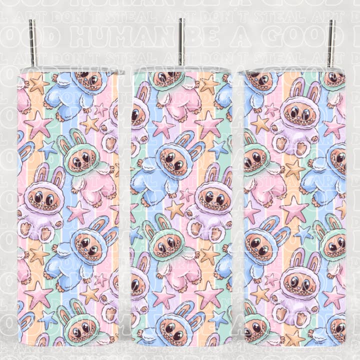 Cute La Boo Boo Pastel Stars Furry Monster Toy Tumbler for wholesale by The Geek Boutique