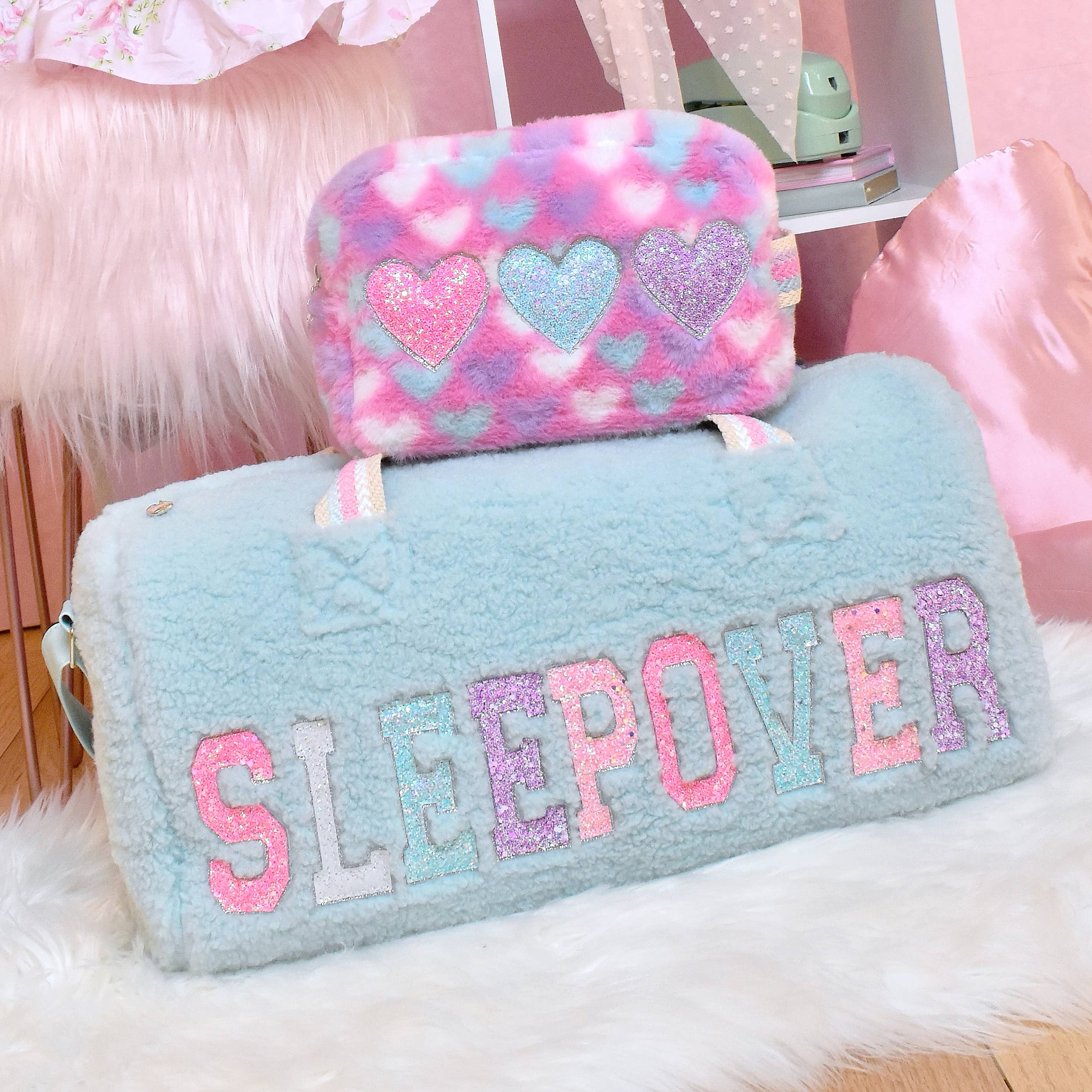 Wholesale 'Sleepover' Sherpa Barrel Duffle Bag for your shop