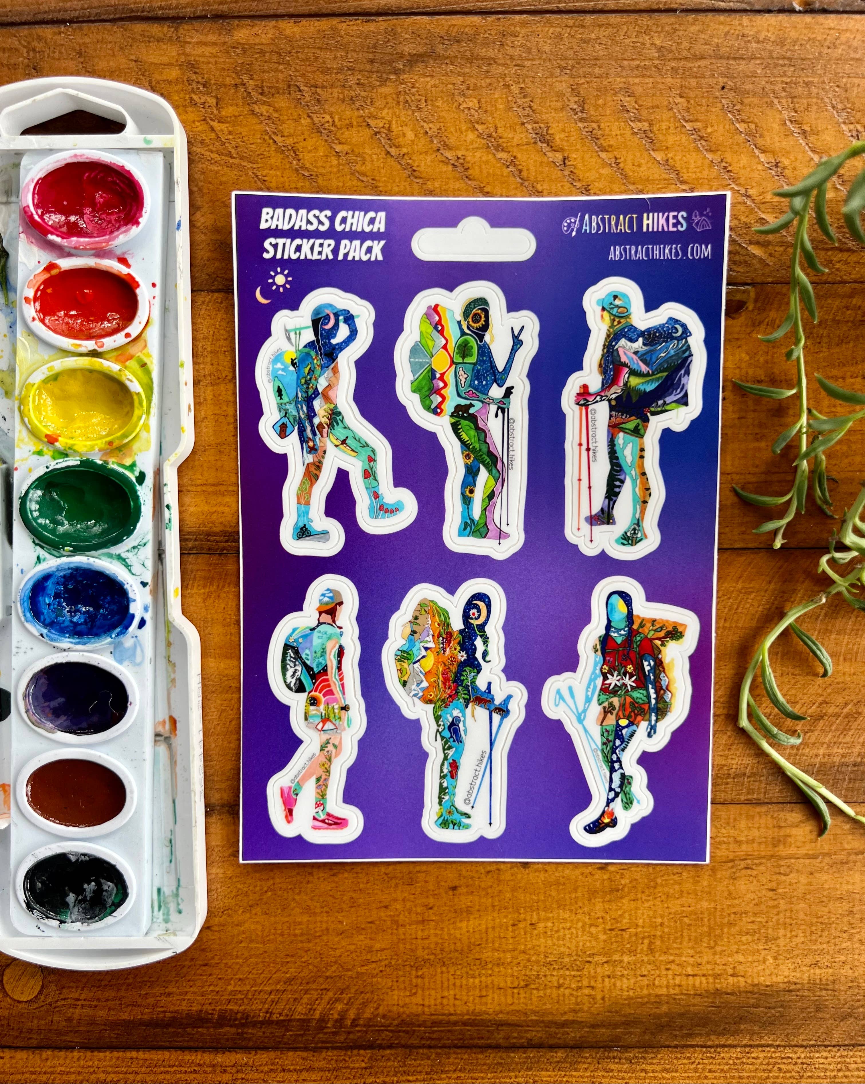 Abstract Hikes - Wholesale Sticker - Hiking Sticker: Badass Chica Sticker Pack Mini size2