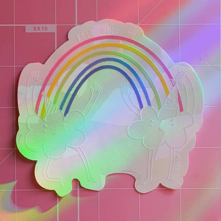 F*** S*** Up Ominous Positivity Clouds Rainbow Sun Catcher for wholesale by Koodle