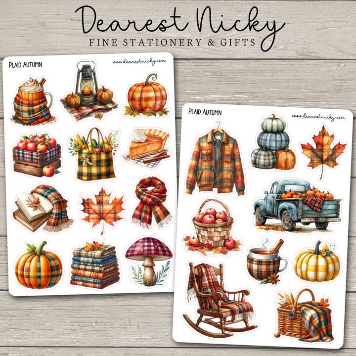 Pegatinas de Otoño a Cuadros - 2 Hojas para venta al por mayor de Dearest Nicky