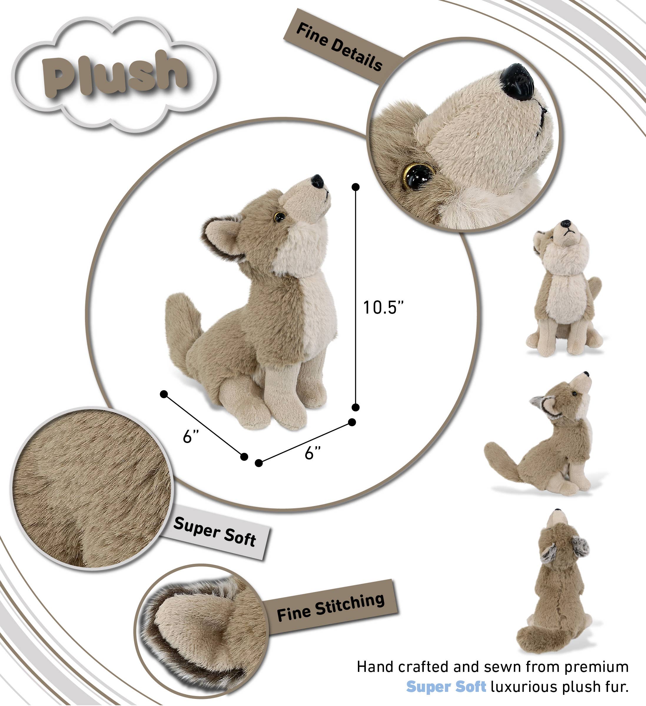 Cota Global - Wholesale Stuffed/plush toy – Kids & baby - Super-Soft Plush - Howling Wolf 10.5"2