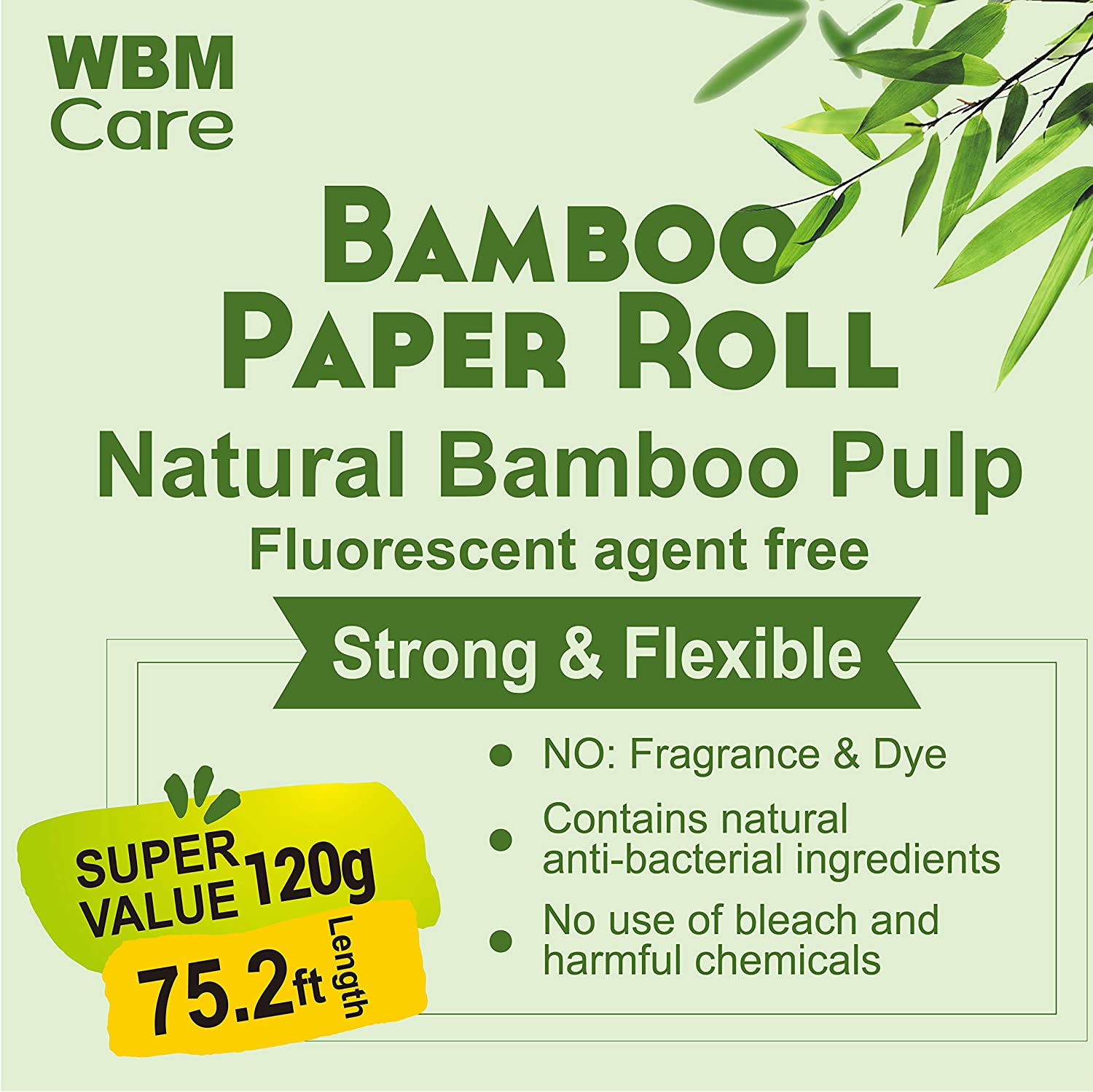 WBM LLC – wholesale Toilet paper – Bamboo Toilet Paper, 3 Ply, 20 Rolls5