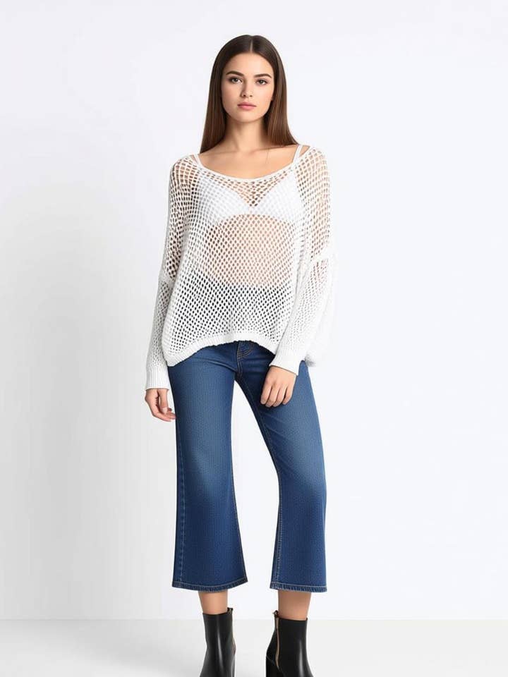 WOMEN'S SWEATER WITH HOLES for wholesale by Kis 2