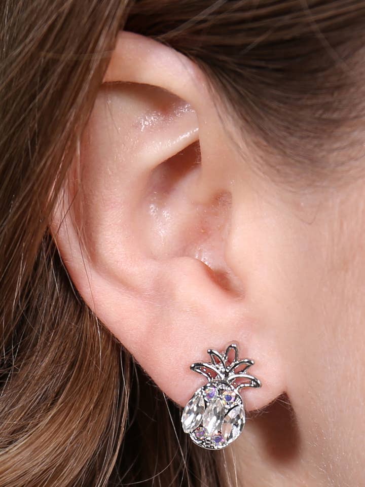 Pineapple Rhinestone Earrings for wholesale by MYS Wholesale Inc