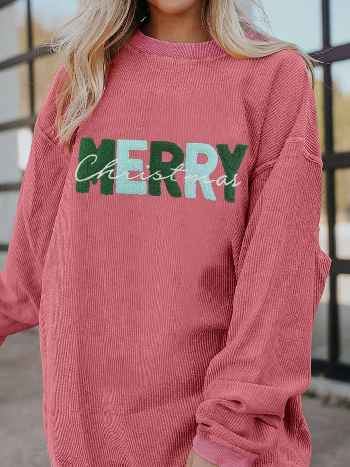 Suhkasana – wholesale Sweatshirt - Dam – Chenillebokstav MERRY Christmas Sweatshirt1