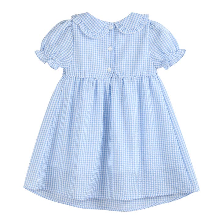 Lil Cactus - Wholesale Dress - Kids - Light Blue Gingham Smocked Dress1