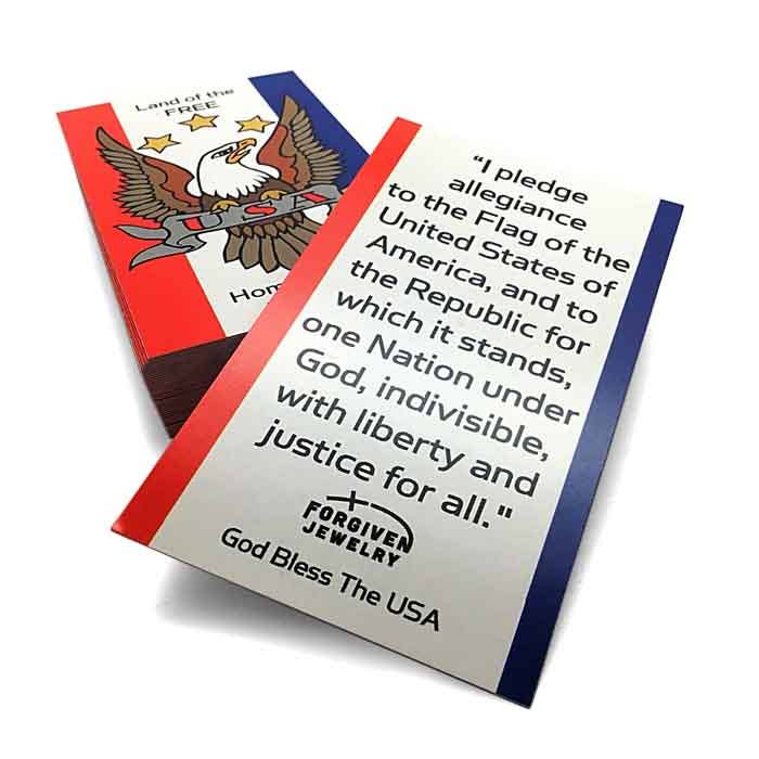 Land of the Free Scripture & Pledge Inspirational Card for wholesale by Forgiven Jewelry