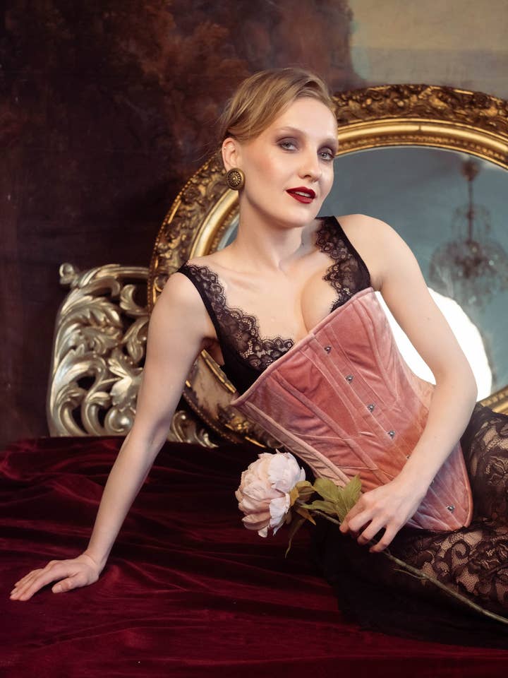 corsettery - Wholesale Corset - Women's - Historical velvet corset: Edwardian overbust corset. Steelbone custom made corset, renaissance, gothic, steampunk, bespoke, victorian9