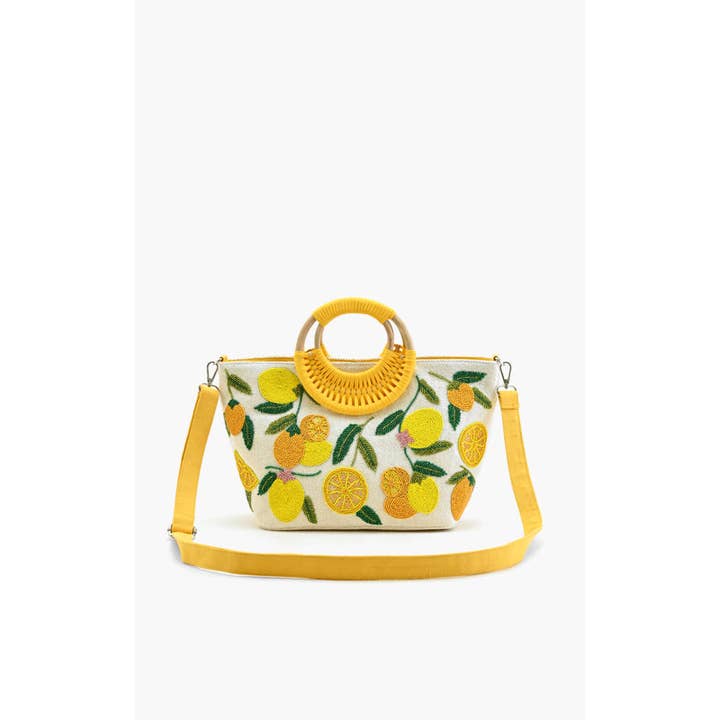 America & Beyond - Wholesale Tote Bag - Women's - Make Lemonade Tote with Wicker Handle