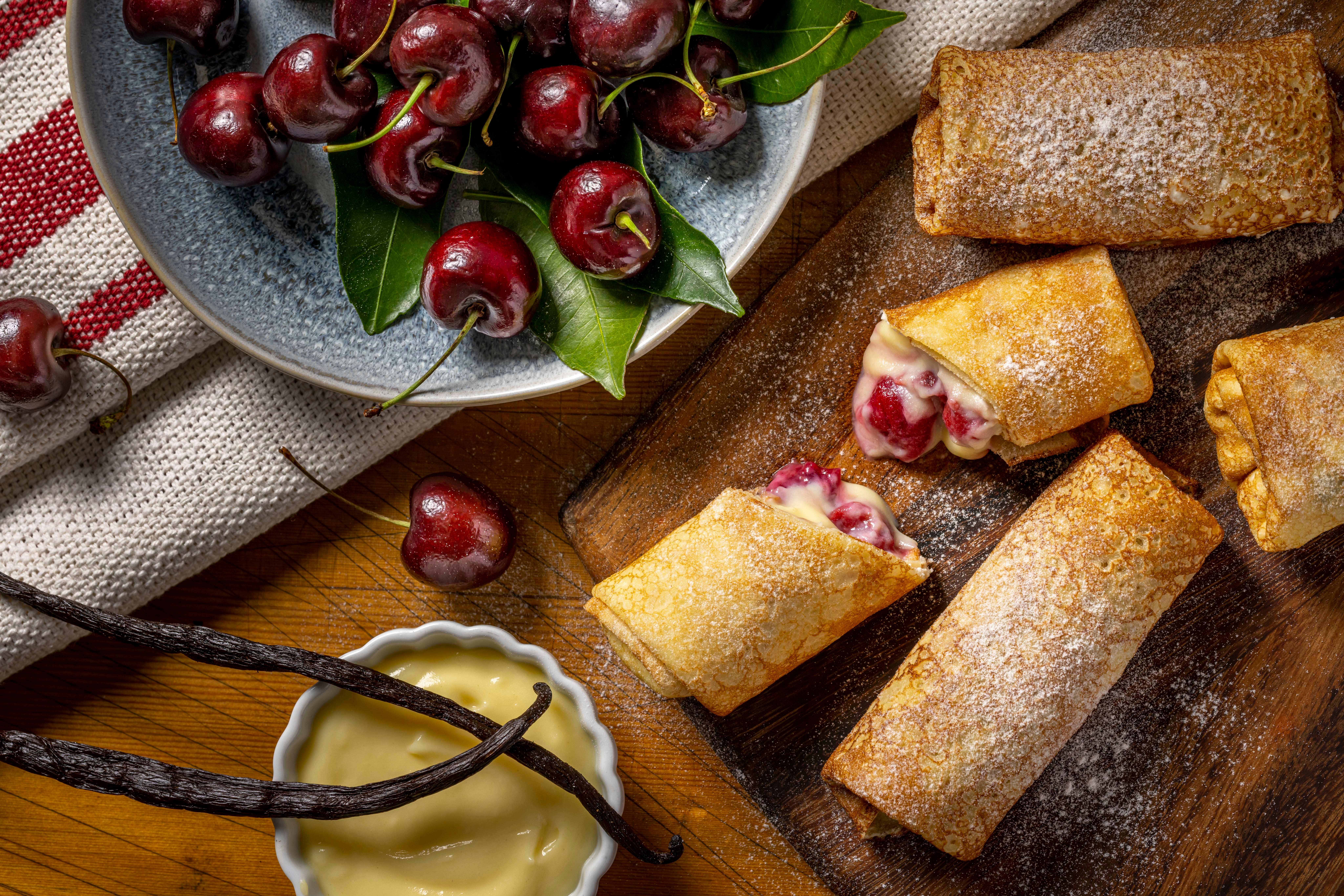 Ptashka - Wholesale Shelf Stable Prepared Meal - Bulk Cherry & Vanilla Sauce Crepes 72 ct Frozen Fully Cooked1