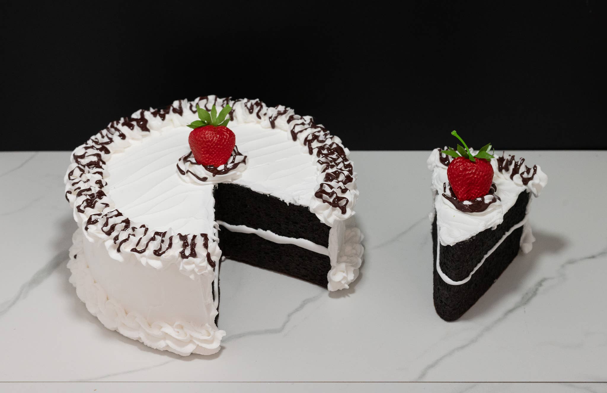 Just Dough It! Fake Foods - Wholesale Decorative Tabletop Object - Large Fake Vanilla Cake with Slice Missing7