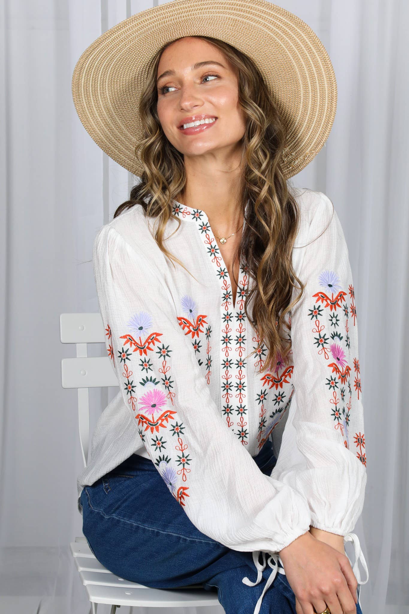 Vine & Love - Wholesale Blouse - Women's - Vintage Embroidered Bohemian Blouse Top VT830039