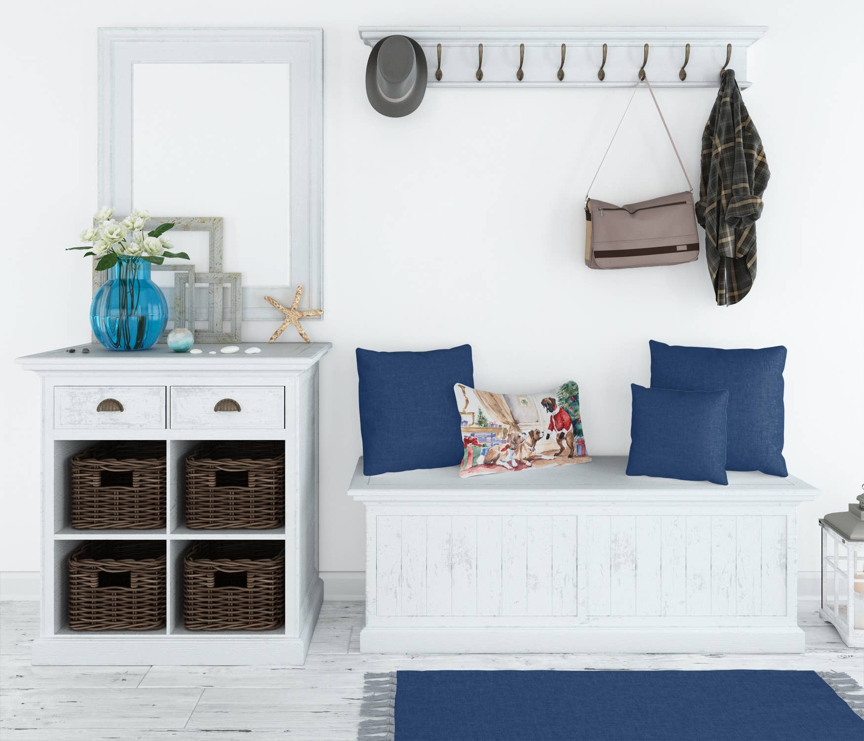 Caroline's Treasures - Wholesale Throw/Decorative Pillow - Fawn Boxer Christmas Fabric Decorative Pillow1