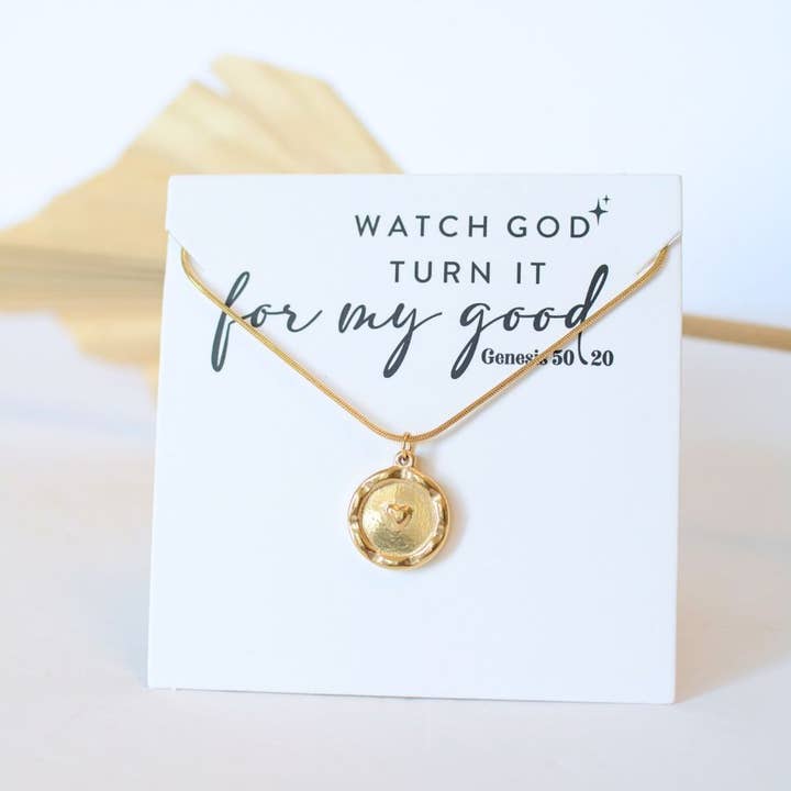 Two and Crew - Wholesale Pendant/Charm Necklace - God is Good heartfelt gift gold heart necklace faith love