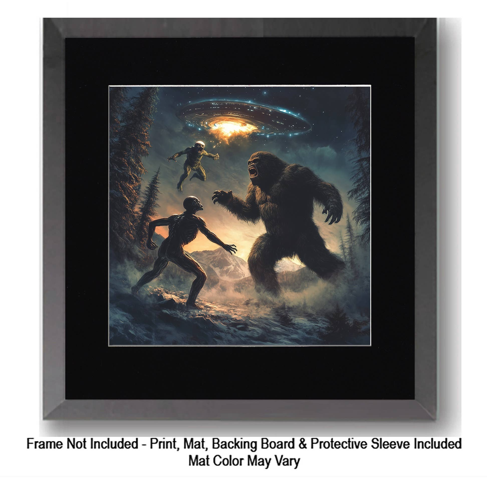 Mowbi - Vendita all'ingrosso Stampa artistica - Tipo Tosto, Bigfoot: Credi in Te Stesso - Stampe d'Arte di Criptidi - Stampe di Bigfoot – Opera d'Arte 8″x8″ in Passepartout 12″x12″27
