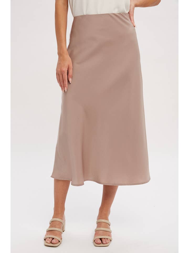 Bluivy - Wholesale Skirt - Women's - SATIN MIDI SKIRT