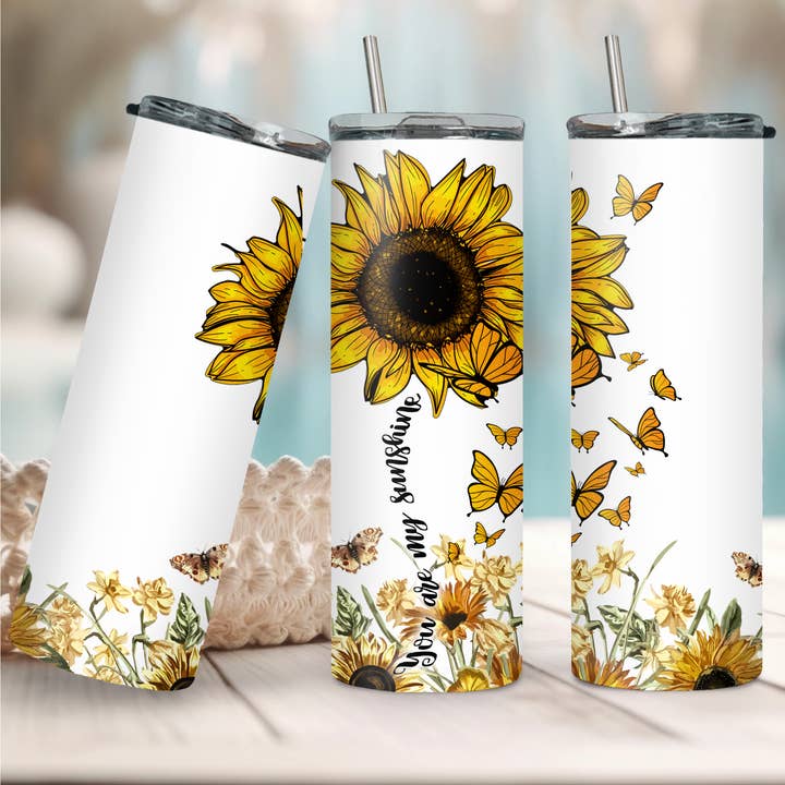 You Are My Sunshine Tumbler + Reusable Straws for wholesale by Melis' Creations & More LLC
