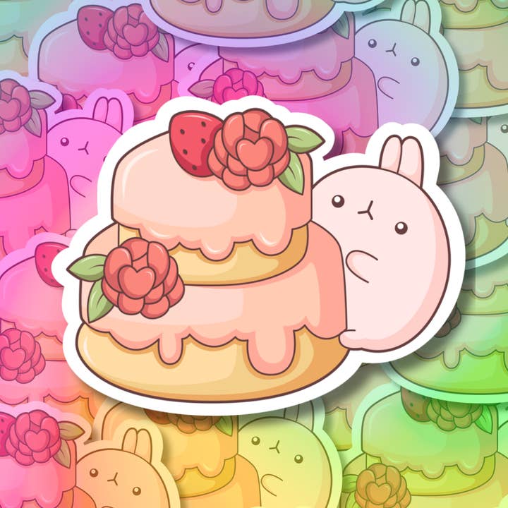 Strawberry Soft-Cake Cutie Vinyl Sticker for wholesale by Hikaru Tara Art Arst & Craft Gift Shop