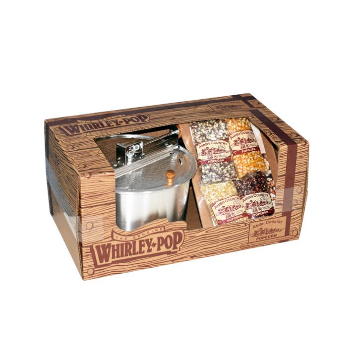 Amish Country Popcorn - Wholesale Popcorn - Whirley Pop Gift Set w/ 4oz Bags of Popcorn