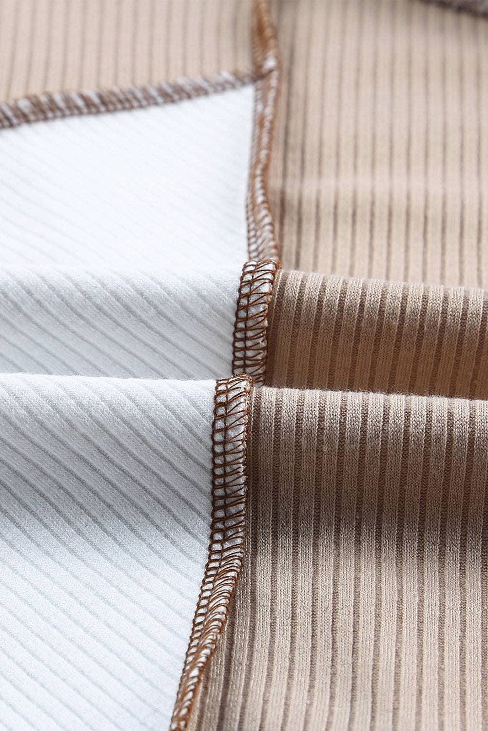 Lovesoft - Wholesale Knit Top - Women's - Irregular Color Block Seaming Trim Rib Knit Top21