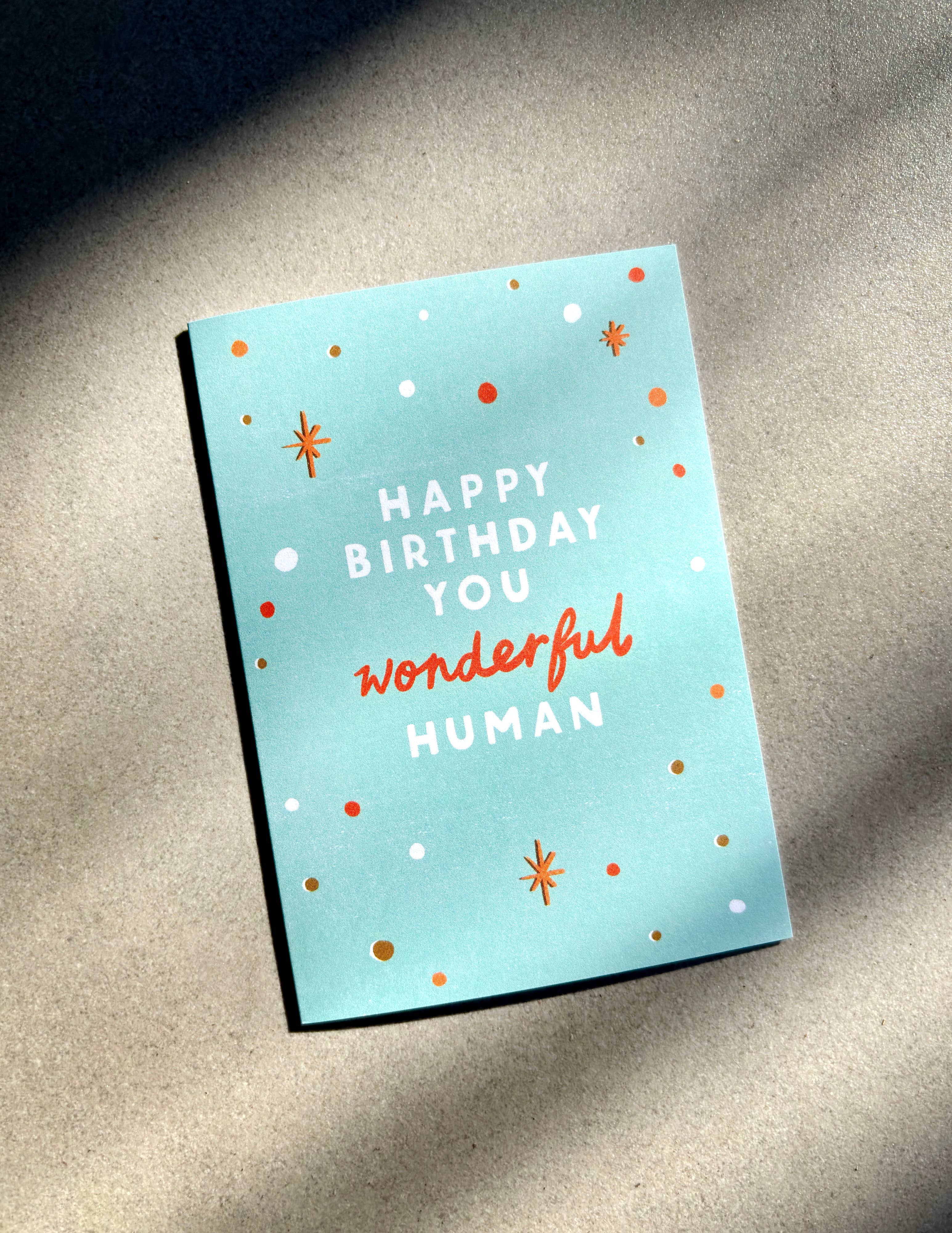 Lauren Sissons Studio - Wholesale Birthday Card - Wonderful Human Birthday Card - Kindness Positive Friend 1