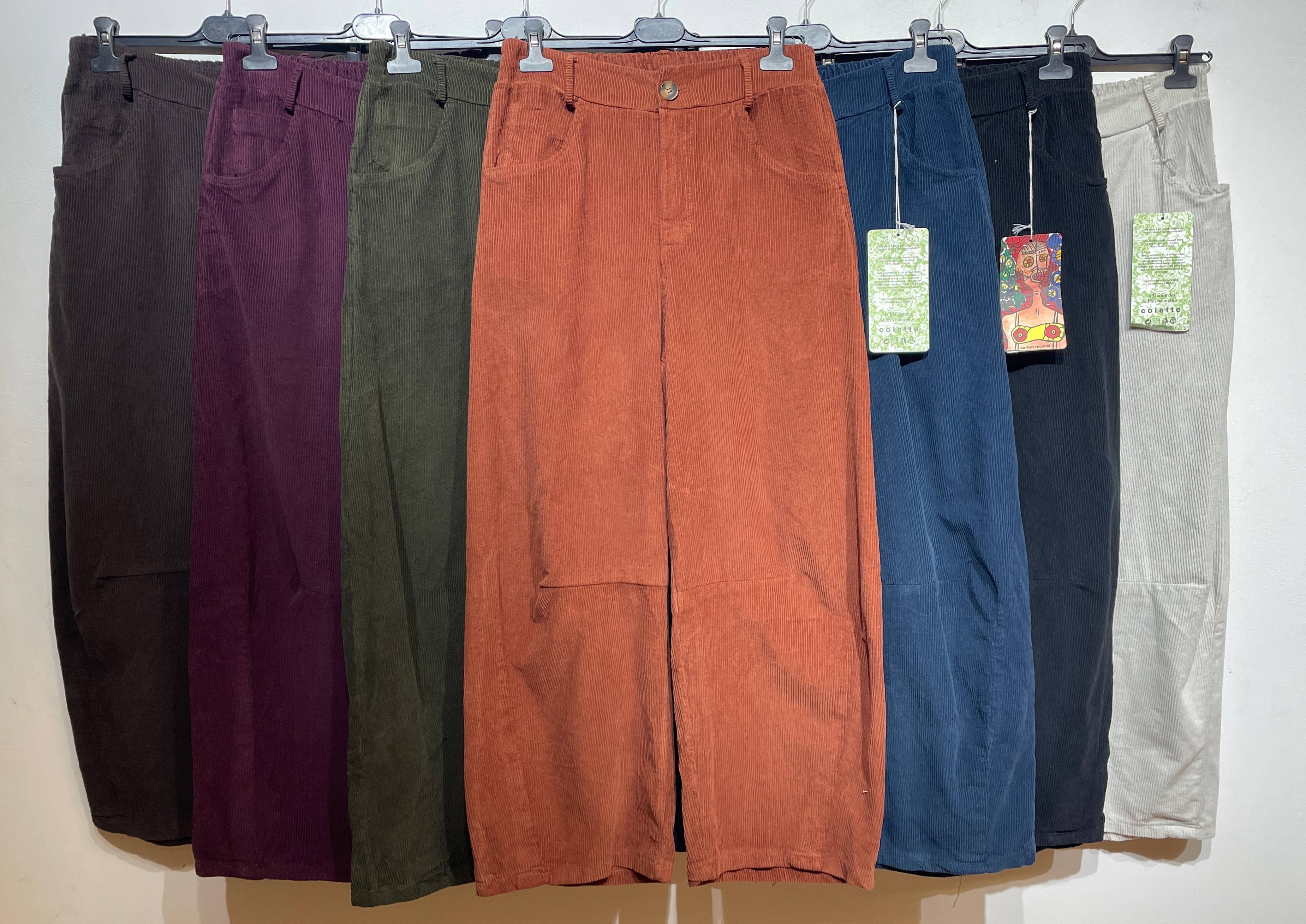 LINEN & COTTON HOUSE - Wholesale Pants - Women's - 77503 VELVET TROUSERS WITH POCKETS, IN COTTON5