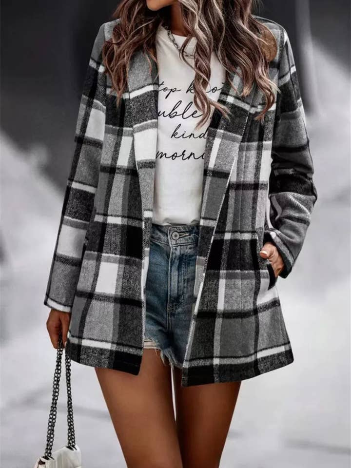 Serenity Collective - Wholesale Shirt Jacket/Shacket - Women's - Plaid Lapel Shacket3