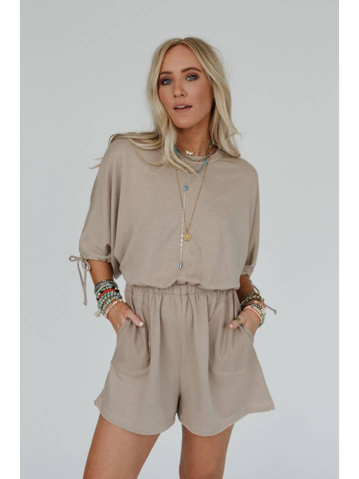 Three Bird Nest - Wholesale Romper - Women's - Carolina Comfy Romper - Taupe