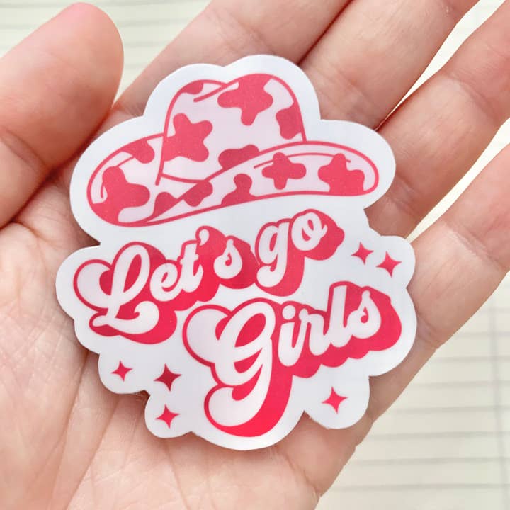 Autocollant Let's Go Girls, rose, motif cowgirl, vache, Howdy pour la vente par Happyish Brand