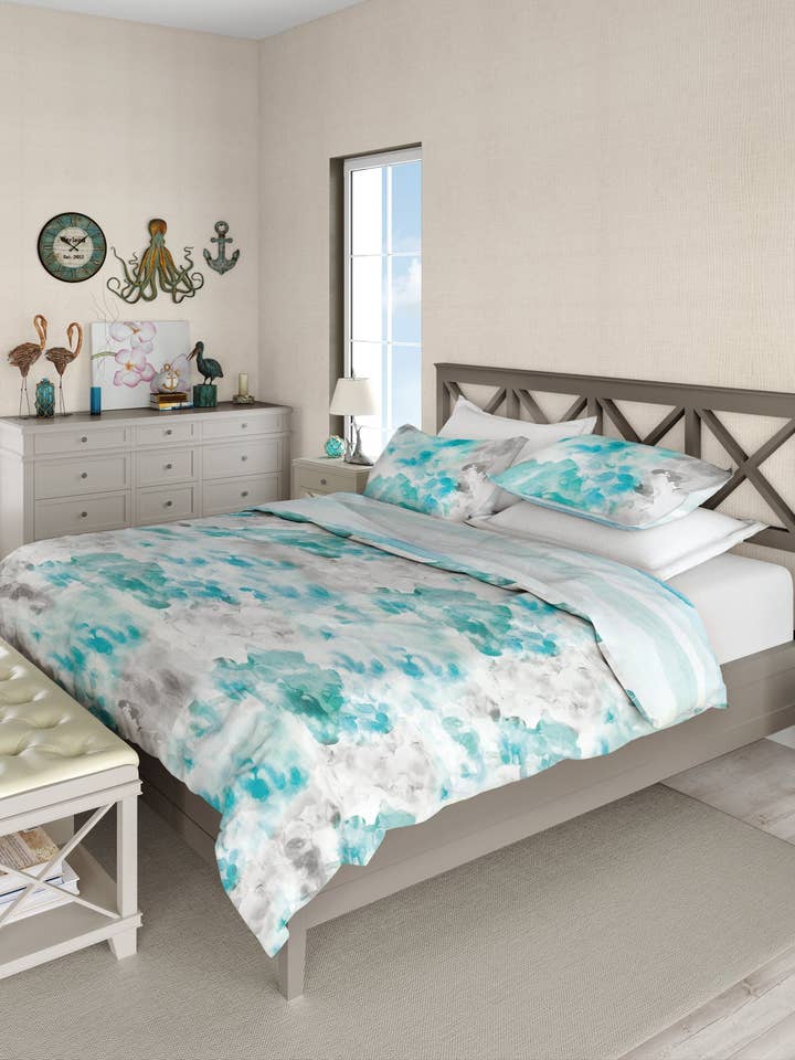 King Watercolor Valley 3-PC Duvet Set, 92" X 108" for wholesale by Mod Lifestyles