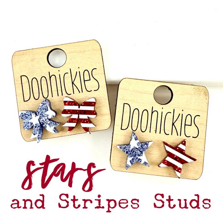 Stars and Stripes Acryic Studs Collection - Patriotic Earrings for wholesale by Doohickies