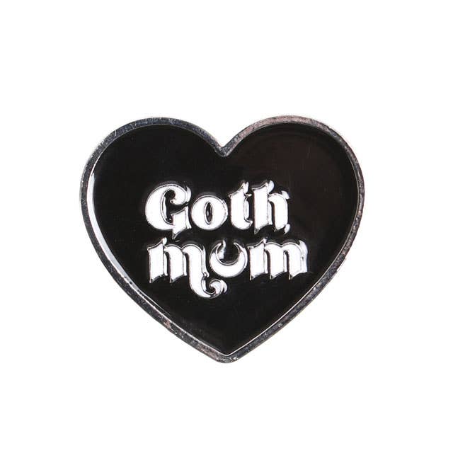 Something Different Wholesale - Wholesale Lapel Pin/Button - Goth Mum Black Heart Mother's Day Pin Badge