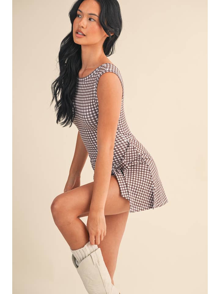 KIMBERLY C - Wholesale Athletic Dress - Women's - Gingham Print Sleeveless Wrap Tie Front Dress 11