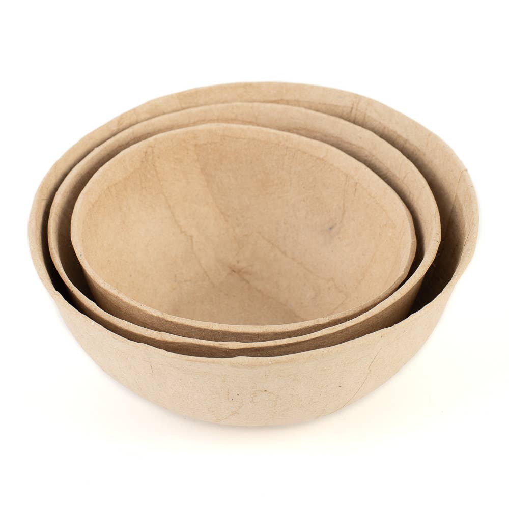 Factory Direct Craft - Wholesale Decorative Plate/Dish/Bowl - Natural Kraft Paper Mache Decorative Bowls (Set of 3)4