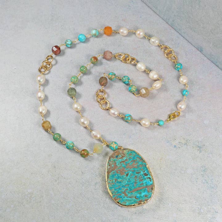 IST Jewelry - Wholesale Pendant/charm necklace - Imperial Jasper Geo Pendant Necklace1