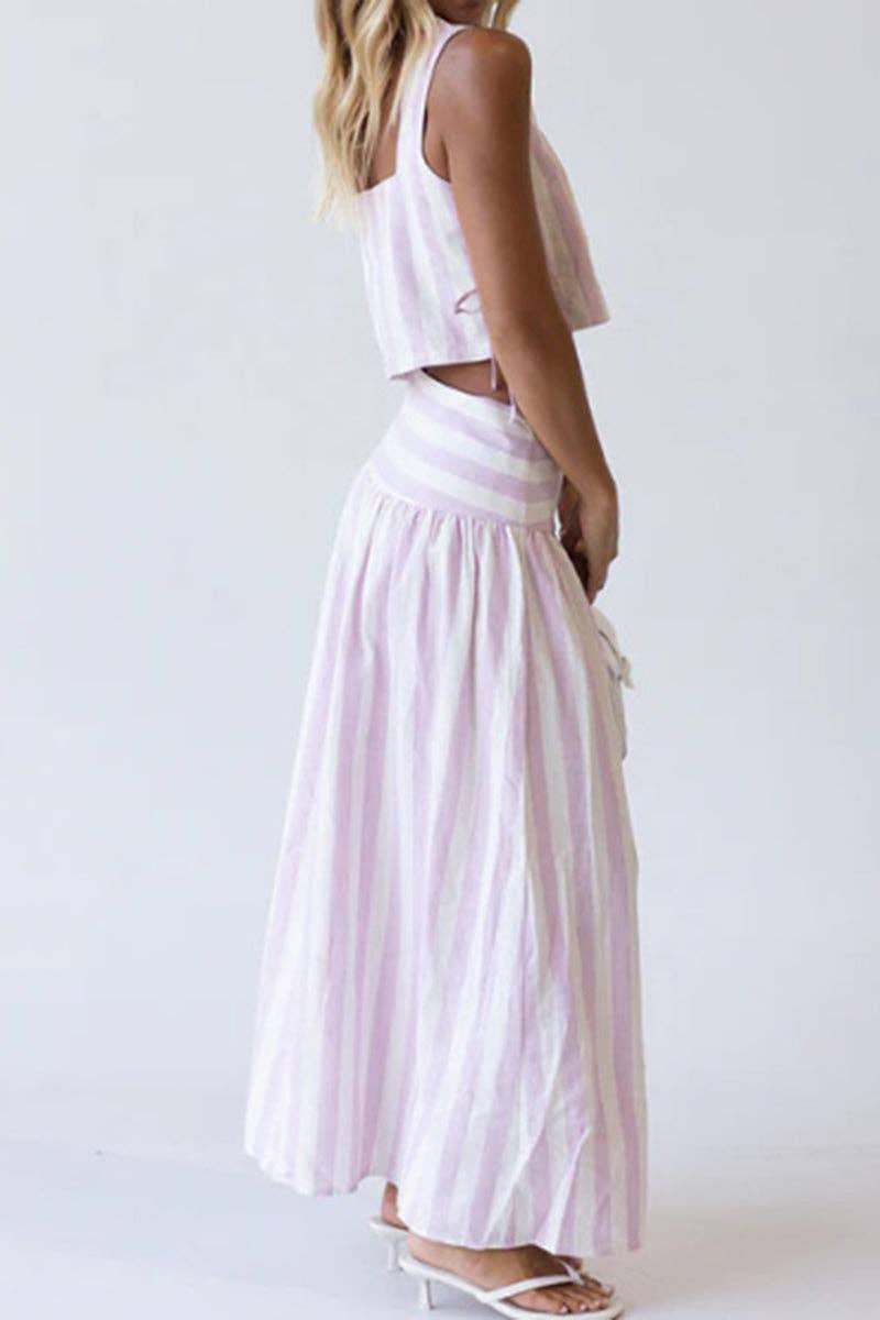 Mccolin - Vendita all'ingrosso Completo top e gonna - Donna - Completo a righe con gonna a due pezzi4