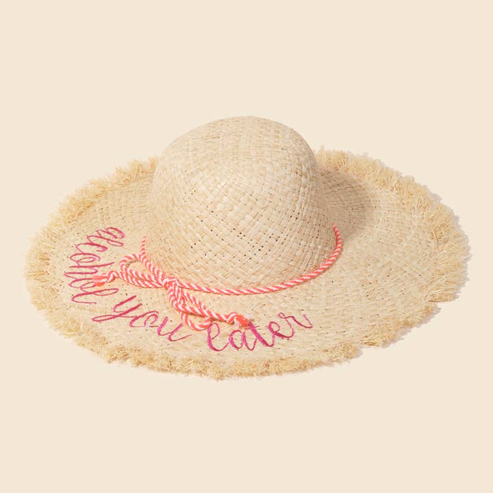 Chapeau de soleil Alcohol You Later en raphia pour la vente par Anarchy Street