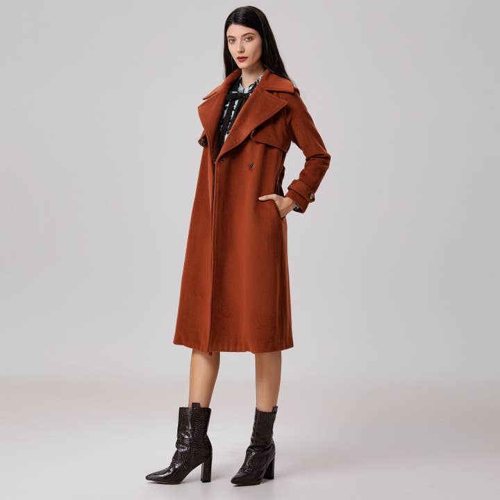 Smart and Joy - Wholesale Trench Coat - Women's - Wool coat with wide shutters6