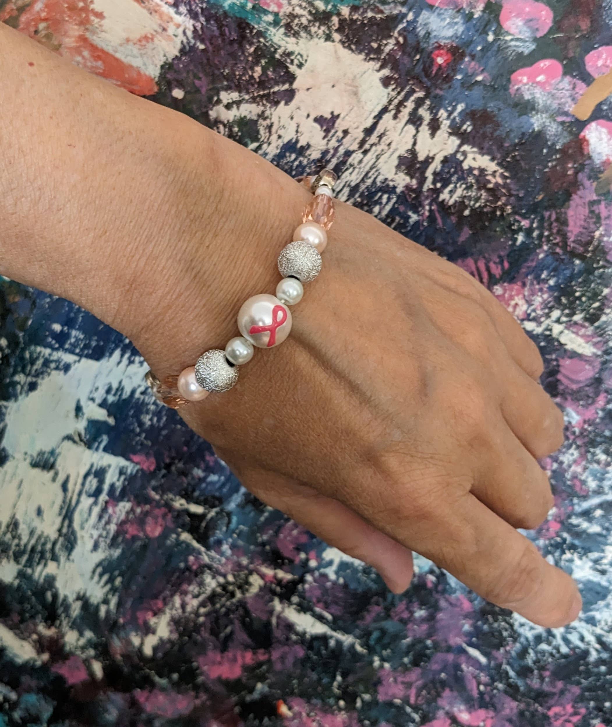 Fiona Accessories - Vendita all'ingrosso Bracciale con perline - Braccialetto Nastro Rosa Perla Consapevolezza del Cancro al Seno 3 Stili6