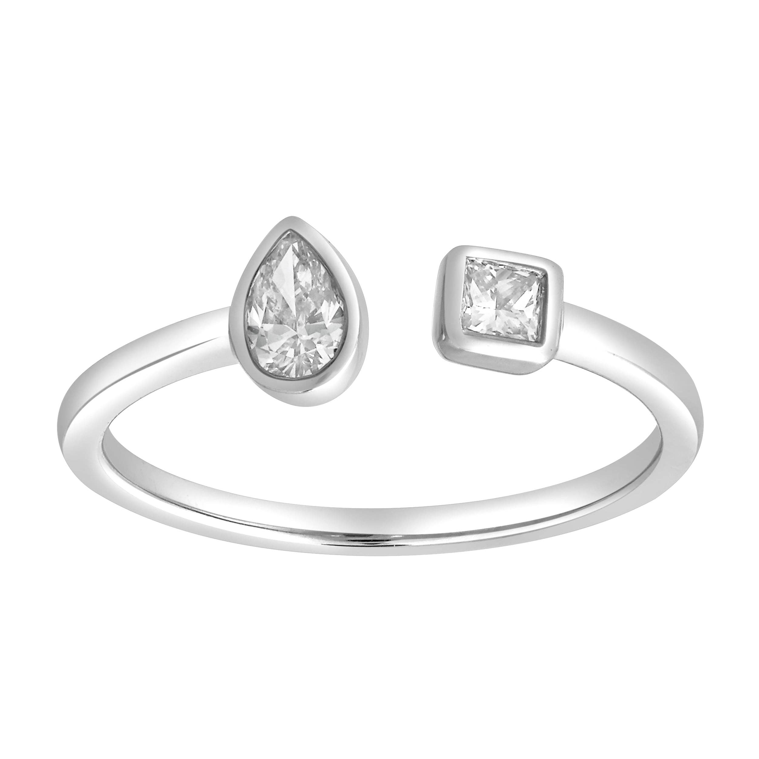 LuvMyJewelry (LMJ) - Wholesale Multi-Stone Ring - Lyra 14K White Gold Lab Grown Diamond Open Ring – 0.34 Ct0