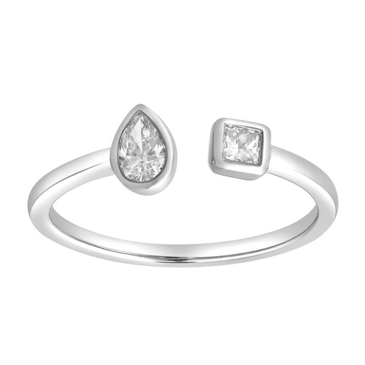 LuvMyJewelry (LMJ) - Wholesale Multi-Stone Ring - Lyra 14K White Gold Lab Grown Diamond Open Ring – 0.34 Ct
