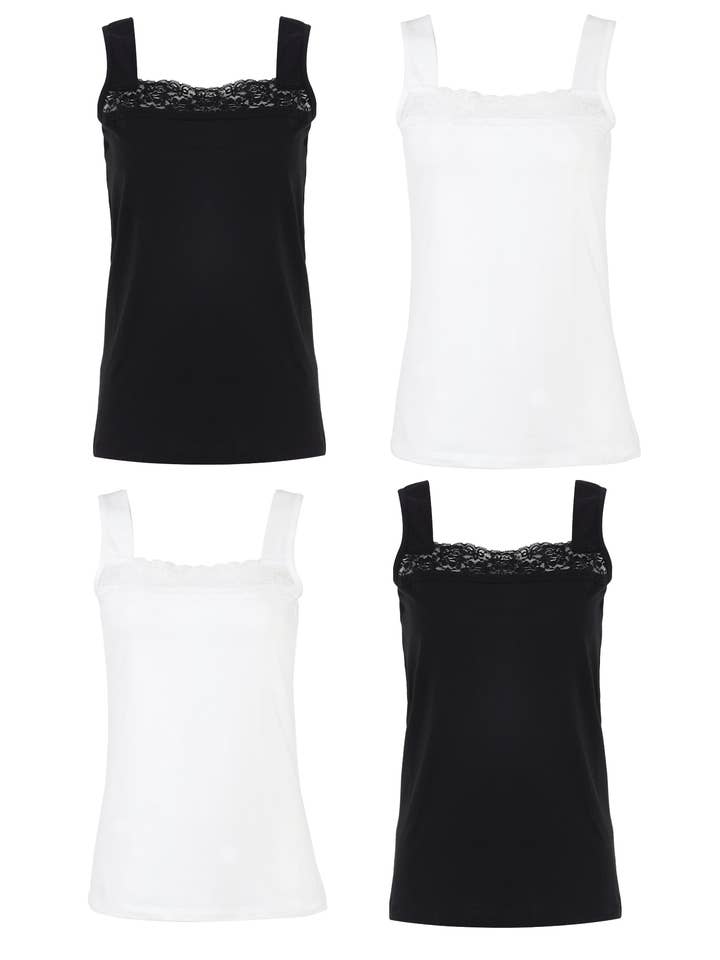 Sort & Hvid Blonder-Accent Tank Sæt med 4 - PLUS for engroshandel hos Urban Diction