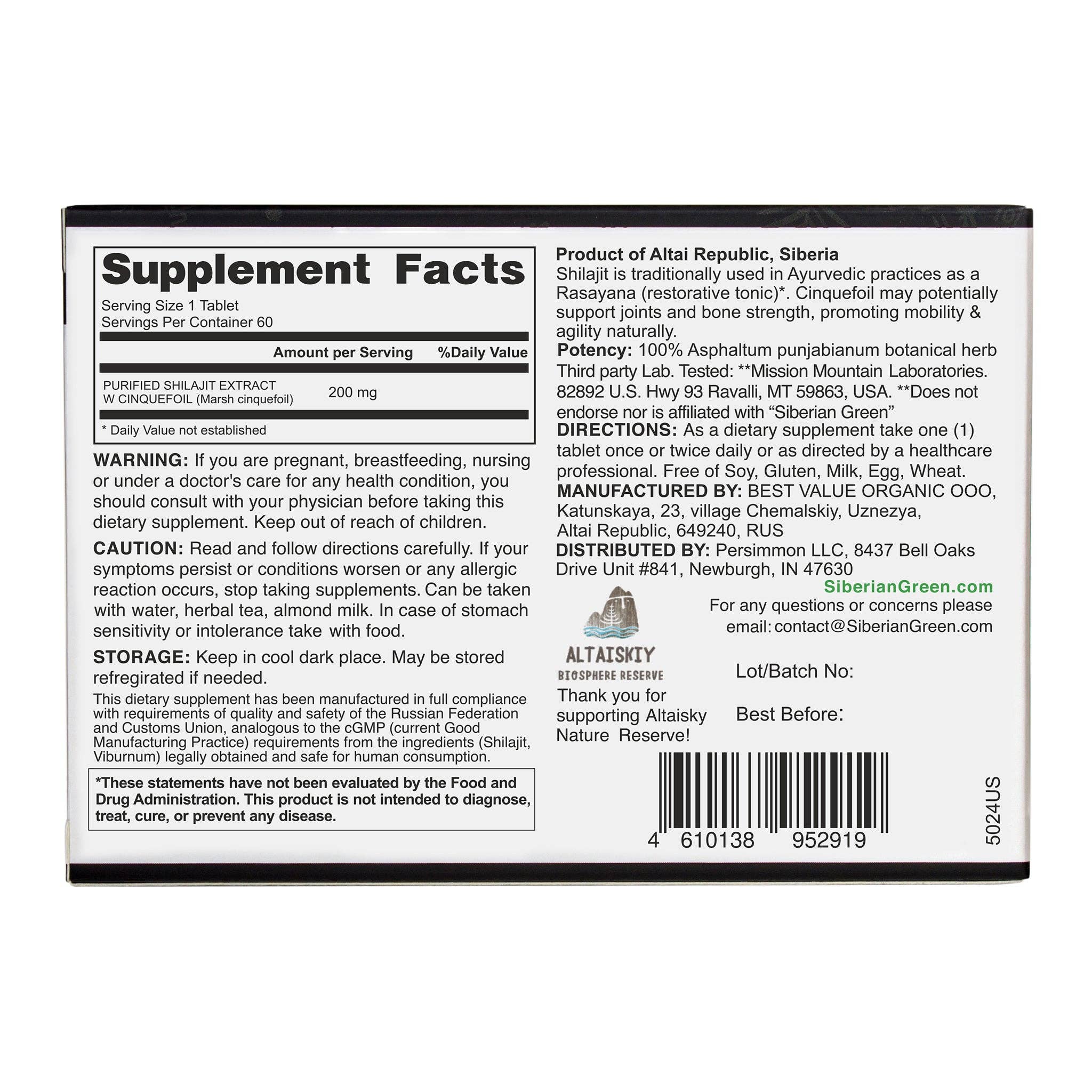 SiberianGreen - Wholesale Oral Supplement/Vitamin - Siberian Green Pure Altai Shilajit Resin w Cinquefoil Herb Extract – 180 Dry Drops (3-Pack)7